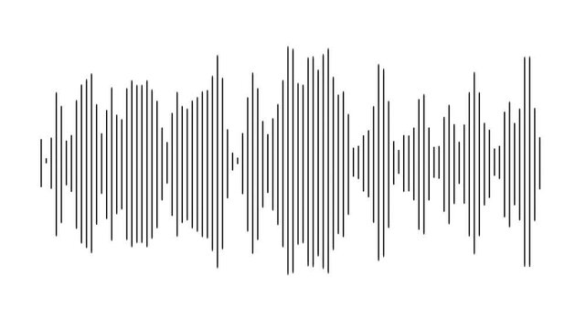 Sound wave icon, podcast player interface, music symbol. Monochrome simple sound wave on transparent background. ound line graph. 911 call visualization, voice