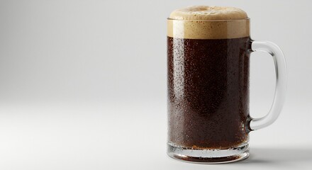 冷たい黒ビール、泡立ち豊かに輝く 透明グラス. AI Generated