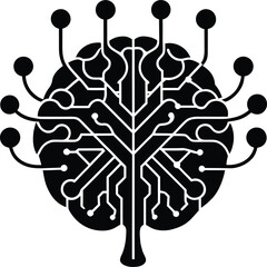 ai brain circuit vector illustration bundle ai brain with branching digital pathways
