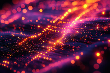 Glowing lights on a computer keyboard.