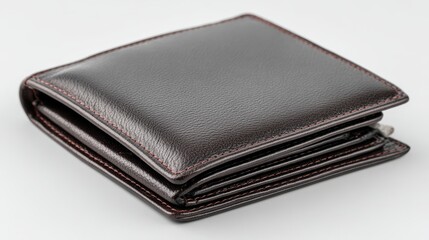 Ultra quality image of leather wallet with a sleek design on a white isolated background.
