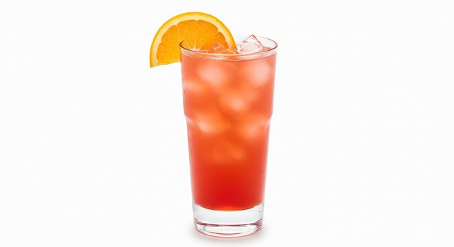 爽やかオレンジ光る 氷輝く赤いカクテル写真 (Sayaka orenji hikaru koori kagayaku akai KAKUTERU shashin) This translates roughly to: "Refreshing orange glowing, ice sparkling red cocktail photo". AI Generated