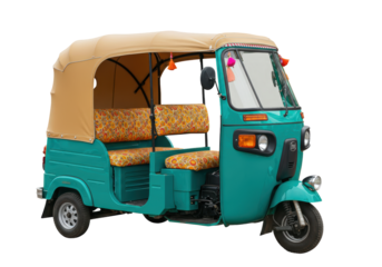 Isolated three-wheeled motorized vehicle, an auto rickshaw for passenger transport, Asian taxi