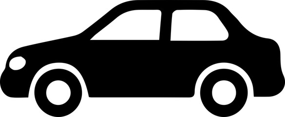 Simple Black Car Icon &ndash; Minimalist Vehicle Silhouette