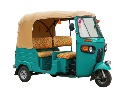 Isolated three-wheeled motorized vehicle, an auto rickshaw for passenger transport, Asian taxi