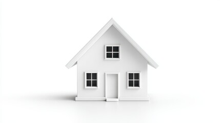 Ultra quality image of simple white house icon or 3D model, isolated on a pure white background. Real estate, home.