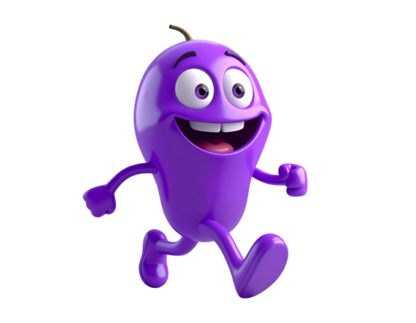 Animated Purple Character in Action PNG