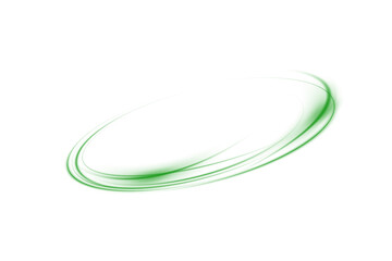 Circular Light Wave with Neon Green Glow and Motion Blur Effect, Isolated Transparent Electric Swirl for UI or Backgrounds
