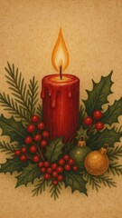 [vintage aesthetic christmas candle wallpaper]