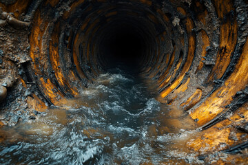 Large pipe in river.