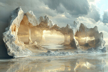 Large iceberg in lake.