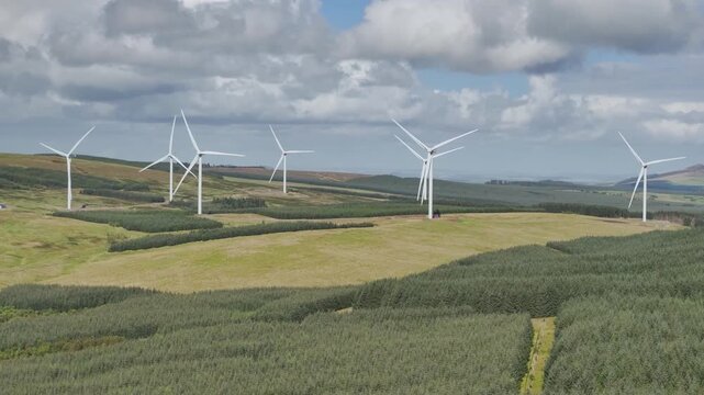 Wind Farm from a drone, Roxburghshire, Roxburgh, Southern Uplands, Scotland