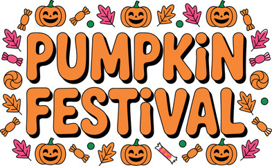 Joyful pumpkin festival celebration with colorful autumn decorations