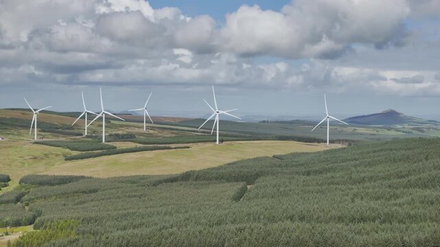 Wind Farm from a drone, Roxburghshire, Roxburgh, Southern Uplands, Scotland