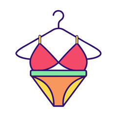 Vibrant bikini on a hanger ready for summer fun