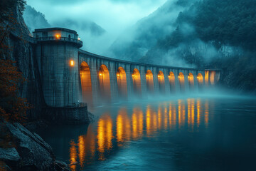 A long bridge stretches over a large dam.