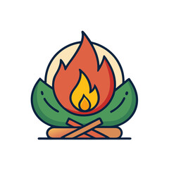 Cozy campfire with marshmallows and warmth illustration