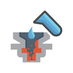Vector illustration design of solution method to unclog floor drain, showing removal and cleaning of waste stuck in drainage using chemical product. Ideal for plumbing maintenance and home sanitation.