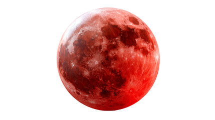 Blood moon total lunar eclipse seen in clear night skies, showcasing stunning red hues and intricate surface details