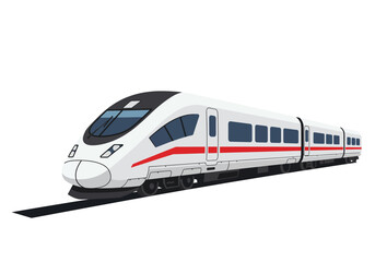 Naklejka premium A white and red highspeed train on black tracks