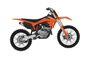 Fototapeta premium An orange dirt bike with black accents on a white background