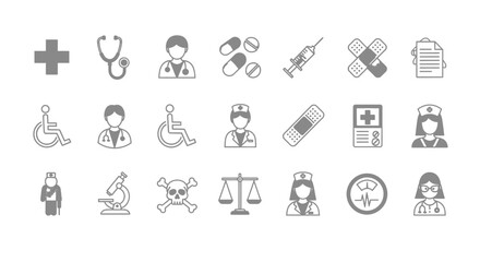 Healthcare Icons Set  Medical Symbols Pharmacy Disability and Emergency Services Vector Illustration