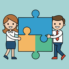 business people holding jigsaw puzzle