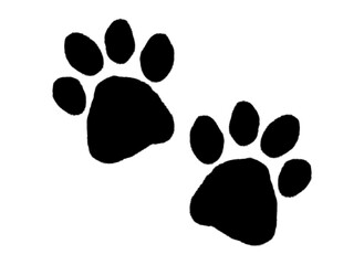 Illustration of a two black dog paws doodle clipart