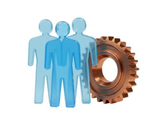 Isolated teamwork, collaboration, technology, partnership, cogwheel, system in business