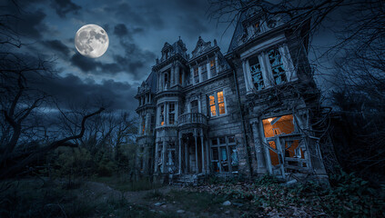 Whispers of the Forgotten Manor: A Full Moon Awakens the Shadows of an Abandoned Past
