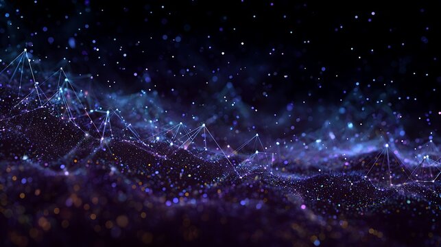 Conceptual Digital Art Of Regression Analysis Glowing Scatter Plots Connecting Stars In Cosmic Space Forming Financial Constellation 