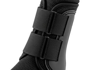 Adjustable black ankle brace with secure hook and loop straps for support and injury recovery