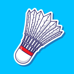 Kawaii badminton shuttlecock icon or sticker with simple concept design inside suitable used for web, design needs, sports element and others