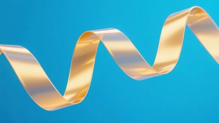 Golden ribbon flowing in a wavy pattern against a blue background