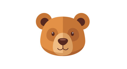 Fototapeta premium Adorable Flat Design Brown Bear Face with Dark Brown Ears