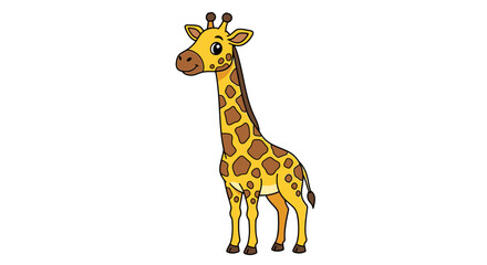 Fototapeta premium Cartoon Giraffe Standing Tall with Brown Spots and Long Neck