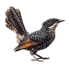 Png of isolated on transparent background, a rufous babbler perched, displaying its unique plumage and captivating gaze, embodying natures beauty