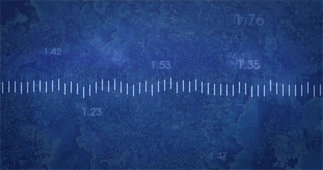 Displaying horizontal measurement scale with tick marks on blue interface, featuring numeric labels