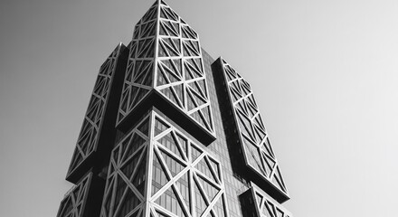 Monochromatic Architectural Marvel: A Black and White Skyscraper