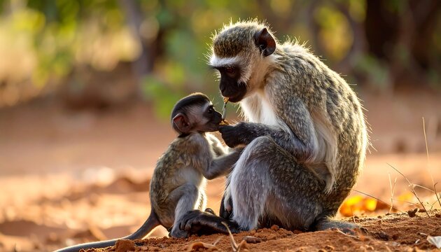 Two monkeys interact