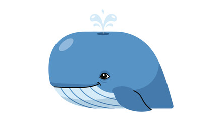 Cute Cartoon Whale with Water Spout