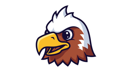 Fierce Cartoon Eagle Head Mascot with Sharp Yellow Beak