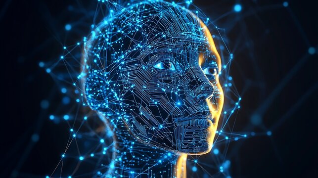 A 3D rendered digital human face using AI