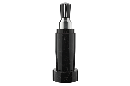 black marble perfume bottle 3d rendered isolated on white background, png, ai generated