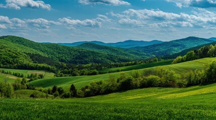 Fototapeta premium Green valley landscape panorama