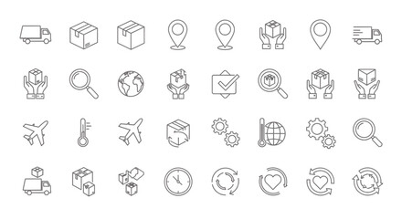 Shipping Logistics Icons Set Delivery Package Location Tracking Business Vector Illustration