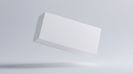 A floating white cube in a minimalist 3D render,