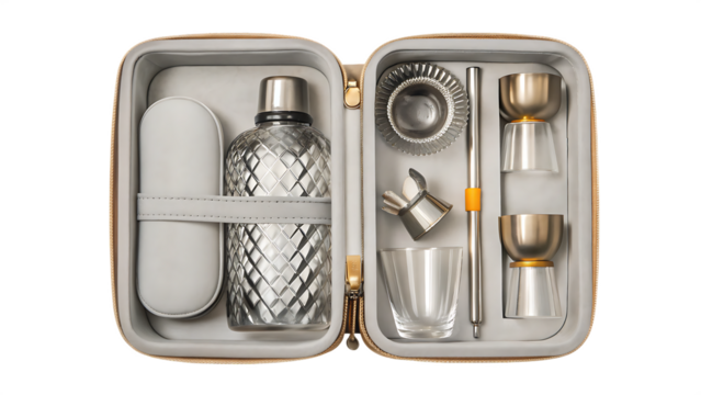 portable cocktail kit isolated on white background, png, ai generated
