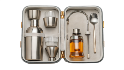 portable cocktail kit isolated on white background, png, ai generated