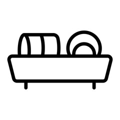 Dish Rack Vector Line Icon Design